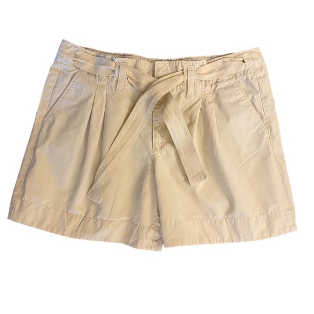 OLD NAVY Shorts Tie Belt Waist Pleated Front Light Khaki Women Size 10